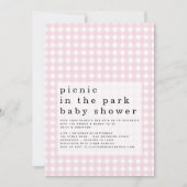 Picnic Park Pink Gingham Baby Dusche Einladung (Vorderseite)