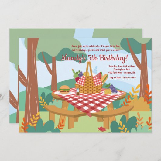Picnic-Party Einladung (Vorne/Hinten)
