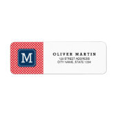 Picnic Red Gingham Monogram Address Label (Vorne)