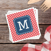 Picnic Red Gingham Personalize Name Monogram Serviette
