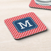 Picnic Red Gingham Personalize Name Monogram Untersetzer (Linke Seite)