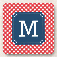 Picnic Red Gingham Personalize Name Monogram