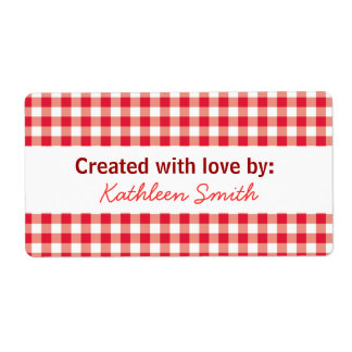 Picnic Red Gingham Recipe/Goodies Label