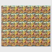 Picnic Retro Comic Geschenkpapier (Flach)