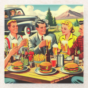 Picnic Retro Comic Glasuntersetzer