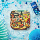 Picnic Retro Comic Pappteller (Party)