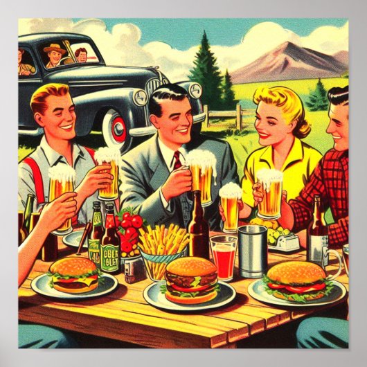 Picnic Retro Comic Poster (Vorne)