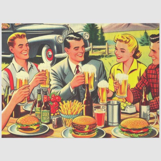 Picnic Retro Comic Seidenpapier (Vorderseite)