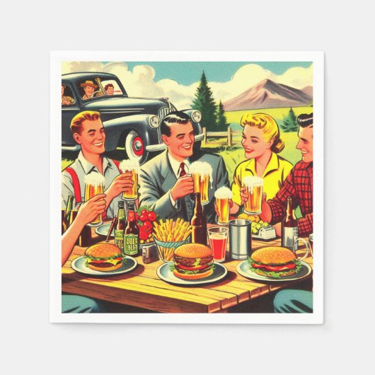 Picnic Retro Comic Serviette (Vorderseite)