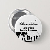 Picnic Silhuoette Family Wiedersehen mit Name Button (Vorne & Hinten)
