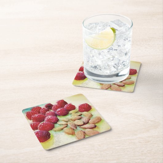 Picnic Snack Raspberries Almonds Rechteckiger Pappuntersetzer (Vor Ort)