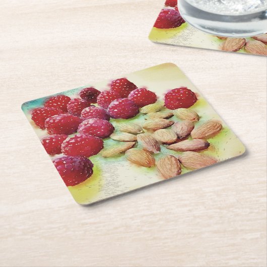 Picnic Snack Raspberries Almonds Rechteckiger Pappuntersetzer (angewinkelt)