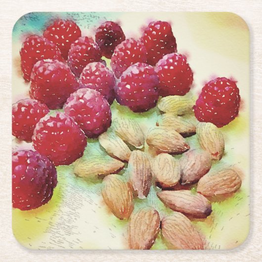 Picnic Snack Raspberries Almonds Rechteckiger Pappuntersetzer (Vorderseite)