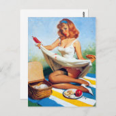 Picnic Spill Button Up Postkarte (Vorne/Hinten)