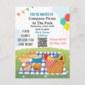 Picnic Summer QR-Code-Vorlage einladen Einladungspostkarte (Vorderseite)