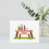 Picnic Table Basket Wein Postkarte (Stehend Vorderseite)