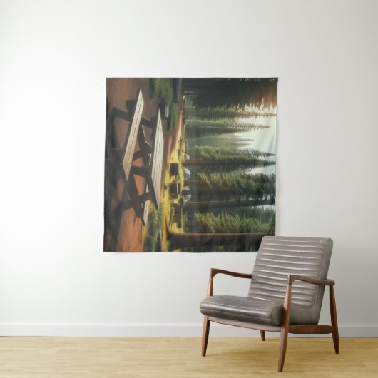 Picnic Table Camping Scene Wandteppich (Beispiel (Horizontal))