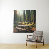 Picnic Table Camping Scene Wandteppich (Beispiel)