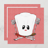 Picnic Table mit Koch Hat & GRILLEN Tools Einladung (Vorne/Hinten)