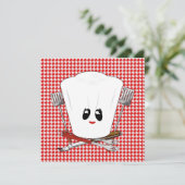 Picnic Table mit Koch Hat & GRILLEN Tools Einladung (Stehend Vorderseite)