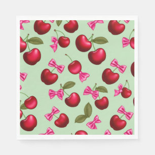 Picnic Tellers - Big Bold Cherries & Bows Serviette
