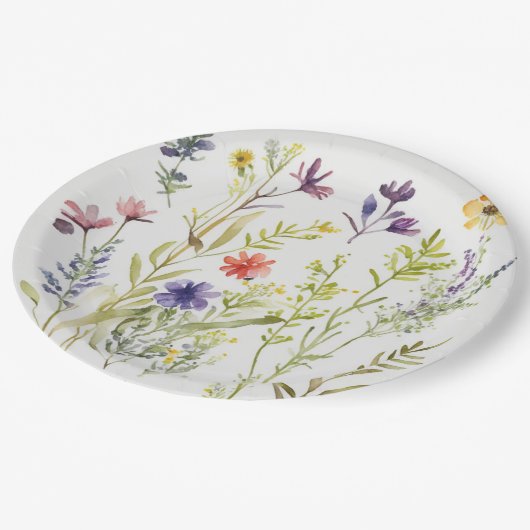 Picnic Tellers - Hübsche Wildblumen Pappteller (Schrägansicht)