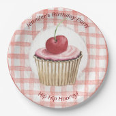 Picnic Tellers - Kinder Retro Cherry Cup Cake Pappteller (Vorderseite)