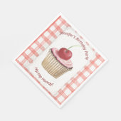 Picnic Tellers - Kinder Retro Cherry Cup Cake Serviette (Ecke)