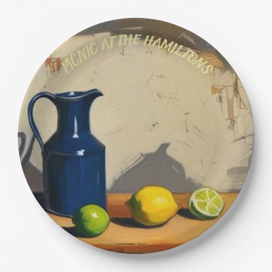 Picnic Tellers - Rustic Jug Italianate Limes Pappteller (Vorderseite)