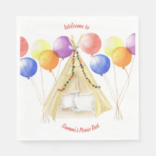 Picnic Tellers - Zelte & Balloons Personalisiert Serviette