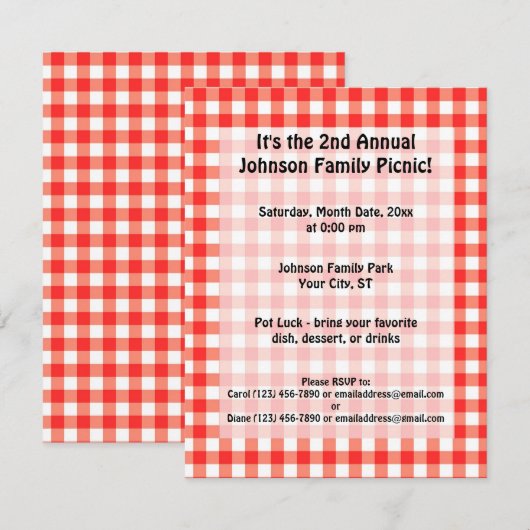 Picnic Time Einladung (Vorne/Hinten)