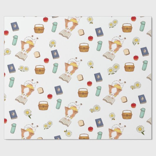 Picnic Time Mochi Reading a book white  Geschenkpapier (Flach)