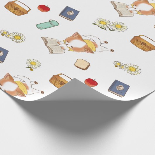 Picnic Time Mochi Reading a book white  Geschenkpapier (Ecke)