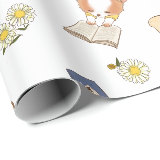 Picnic Time Mochi Reading a book white  Geschenkpapier (Rolleneckpunkt)