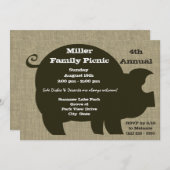 Picnic und GRILLEN Brown Hog Einladung (Vorne/Hinten)
