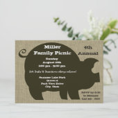 Picnic und GRILLEN Brown Hog Einladung (Stehend Vorderseite)
