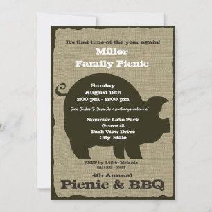 Picnic und GRILLEN Brown Hog Einladung