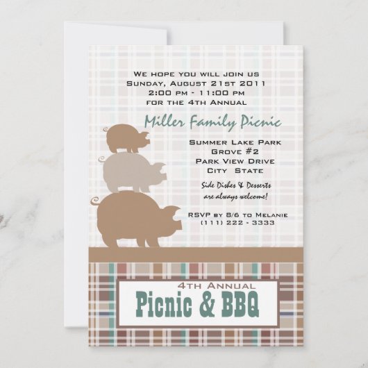 Picnic und GRILLEN Einladung (Vorderseite)