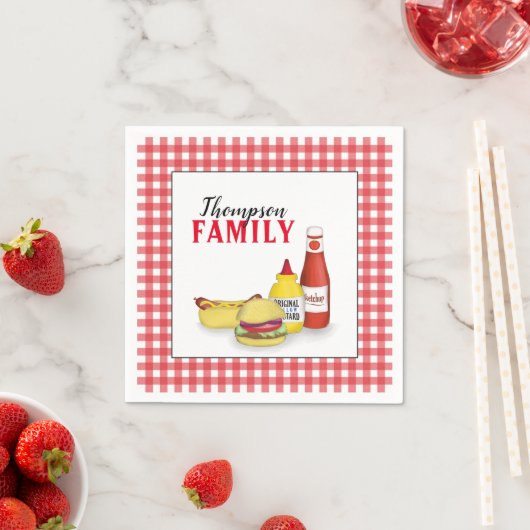 Picnic Watercolor Hamburger Hotdog Cute Serviette (Beispiel)