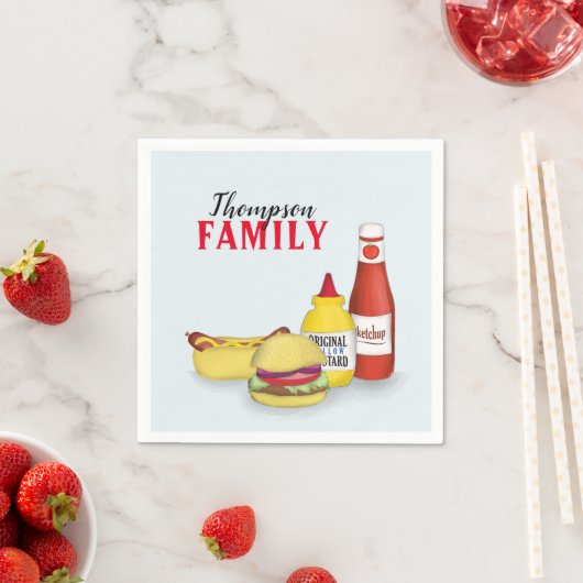 Picnic Watercolor Hamburger Hotdog Cute Serviette (Beispiel)