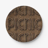 Picnic Wicker Look Typografy Paper Party Teller (Vorderseite)