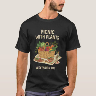 Picnic With Plants Vegetarian Day Vegetable Basket T-Shirt