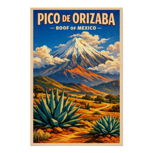 Pico de Orizaba, Mexico, in a classic retro Poster (Vorderseite)