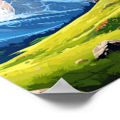 Picos de Europe Spanien Vintage Illustration Poster (Ecke)