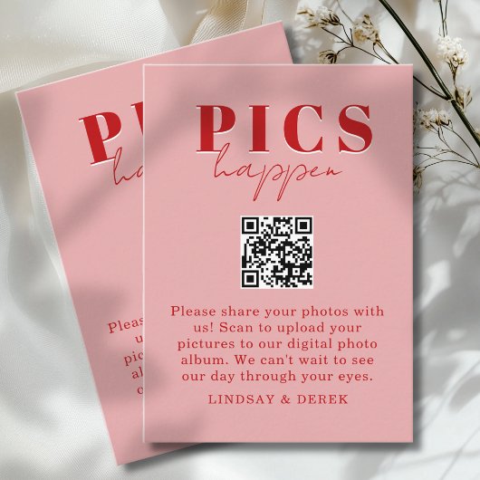 Pics happen! Foto, QR-Code, Hochzeit Begleitkarte