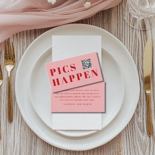 Pics happen! Foto, QR-Code, Hochzeit Begleitkarte