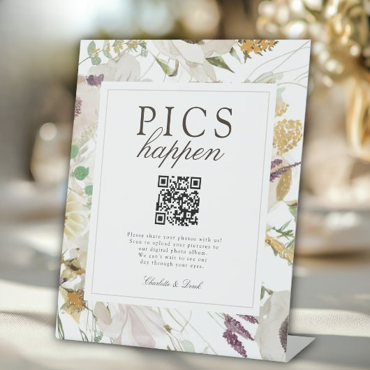  PICS HAPPEN!Modern Spring Wedding QR Code Gallery Sockelschild