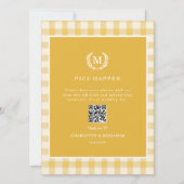 PICS HAPPEN!QR Code Yellow Gingham Wedding Gallery (Vorderseite)