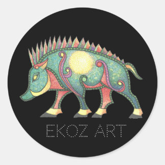 Pictish Boar Sun Runder Aufkleber