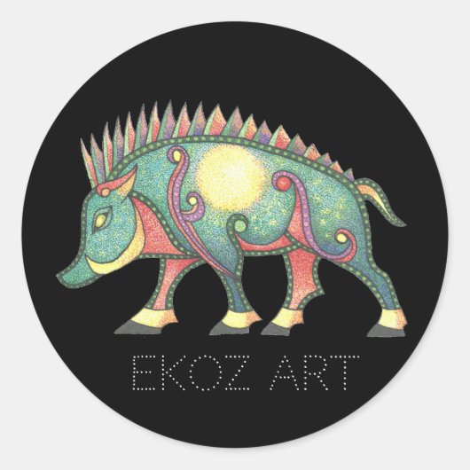 Pictish Boar Sun Runder Aufkleber (Vorderseite)